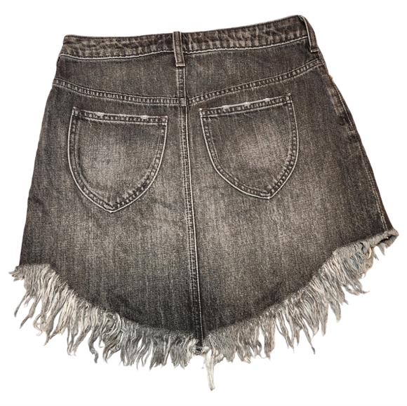 Free People Maverick 5 Pocket Raw Fringe Hem Demin Skirt Size 28 Country Western - Picture 3 of 7